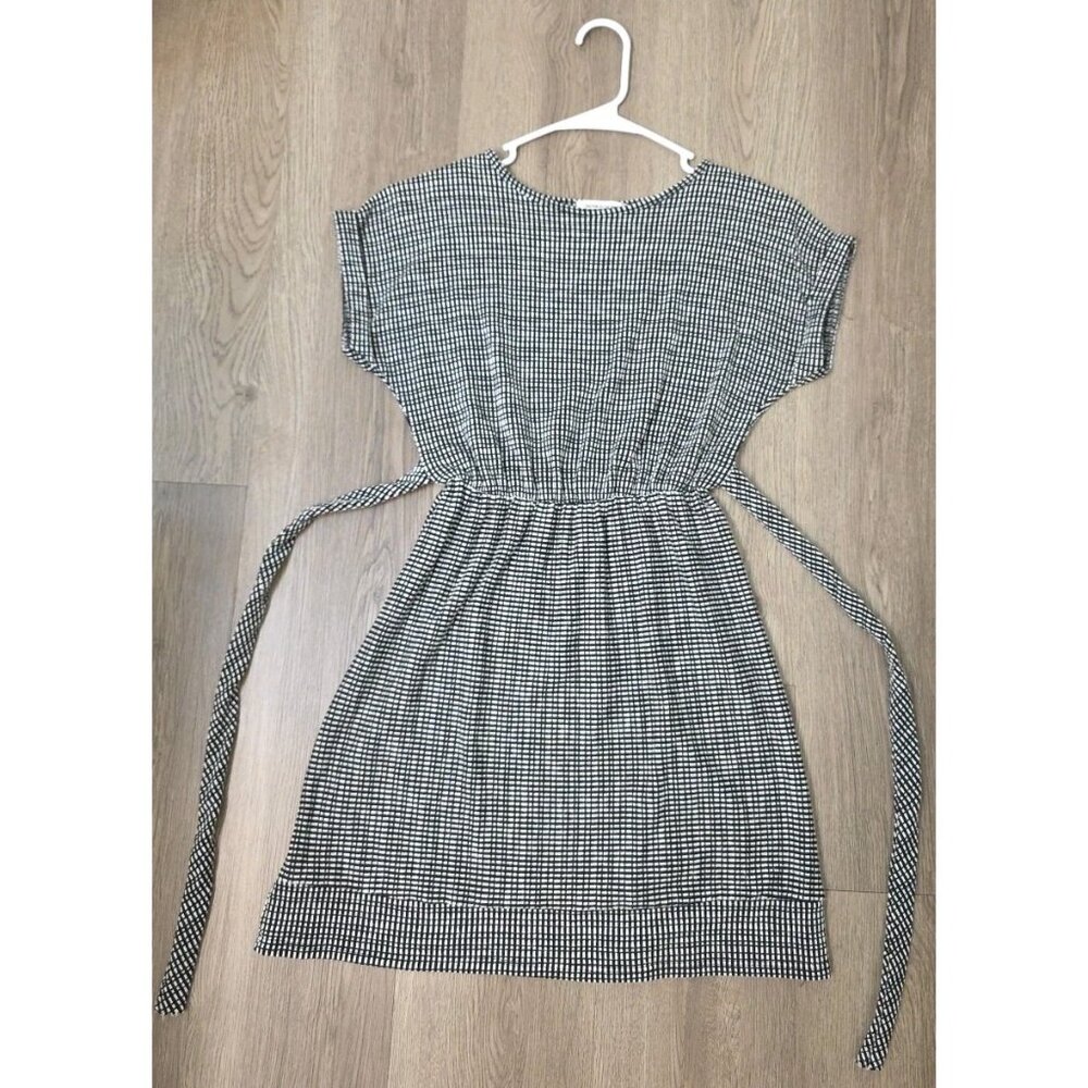 Caution To The Wind Black White Check Belted Short Sleeve Dress Women’s M